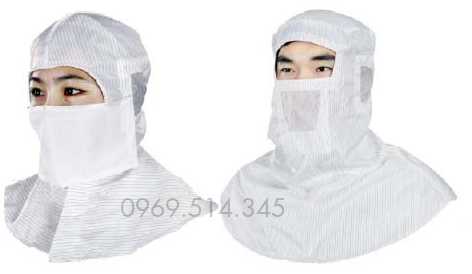 Mũ trùm cổ dùng khi trong moi trường làm việc nhiều chất nguy hiểm, phòng sạch cần độ sạch sẽ cao
