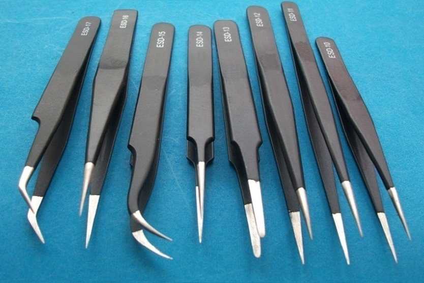 Nhíp ESD chống tĩnh điện: Thân được sơn đen, Đầu mạ Niken