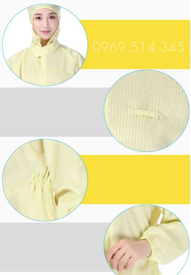 Bộ đồ quần áo chống tĩnh điện thiets kế các phần rõ ràng với size số thoải mái