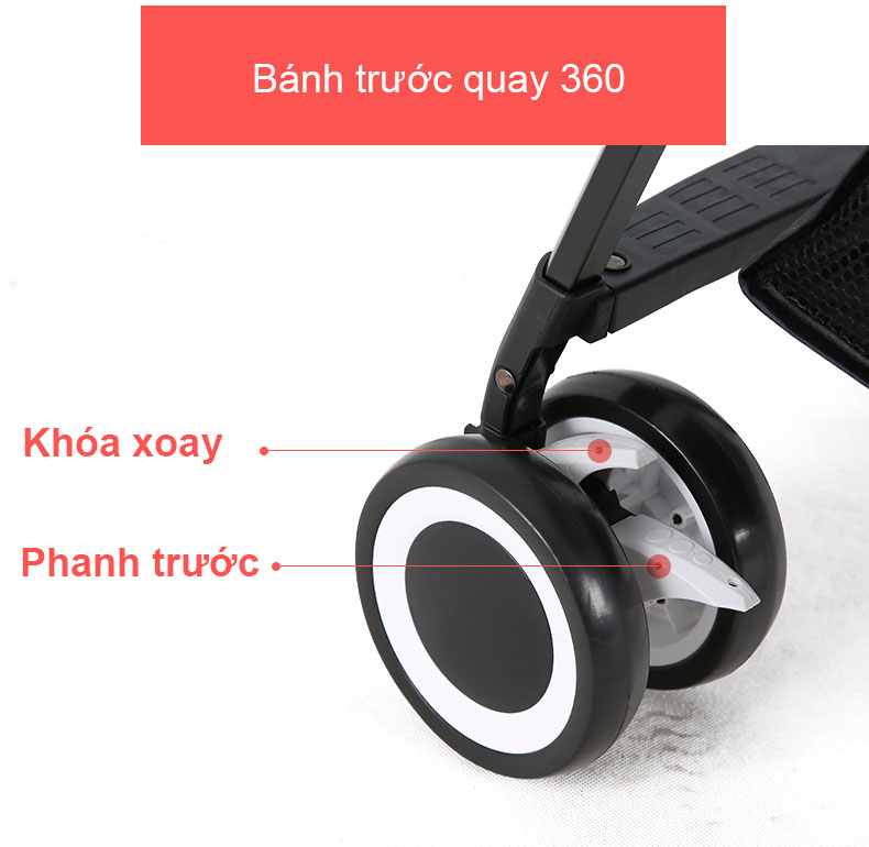 Bánh trước quay 360 của xe đẩy vovo hai chiều