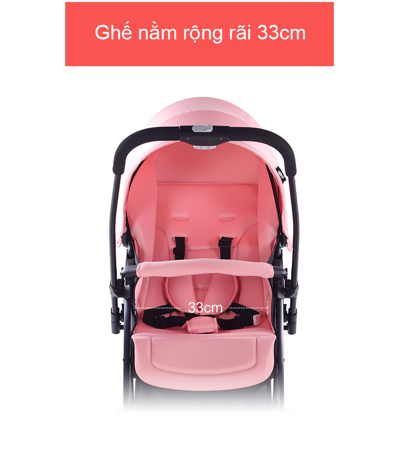 xe đẩy VoVo 2 chiều có ghế nằm rộng rãi 33cm