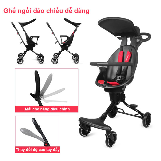 Xe đẩy baobaohao V5B có ghế xoay chiều, tay đẩy và mái che điều chỉnh được