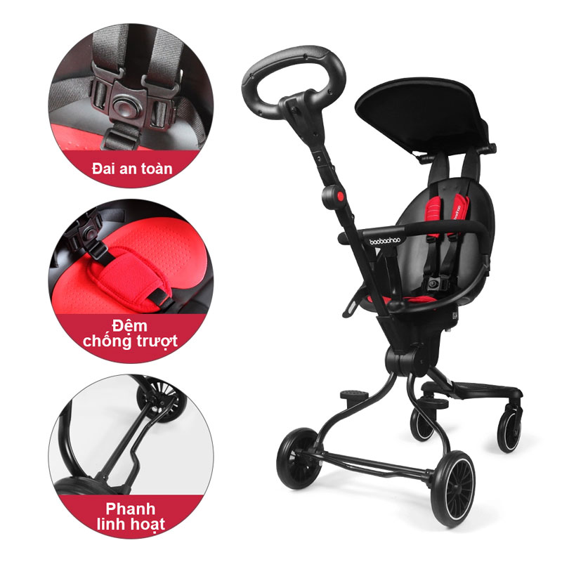 Xe đẩy gấp gọn Baobaohao V5-B có thiết kế an toàn