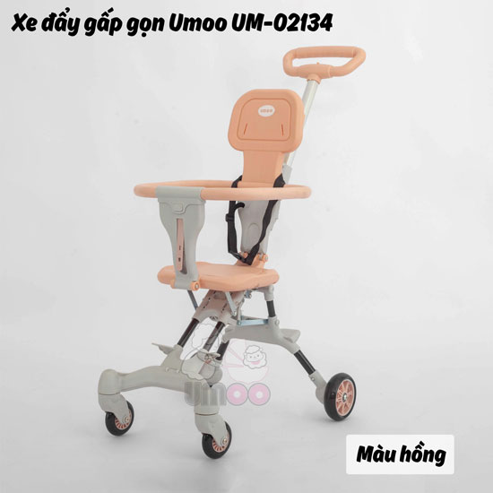 Xe đẩy du lịch gấp gọn UM-02134 màu hồng