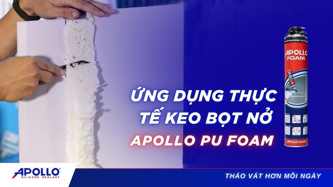 Hoàn thành trám khe bằng keo bọt nở Apollo foam