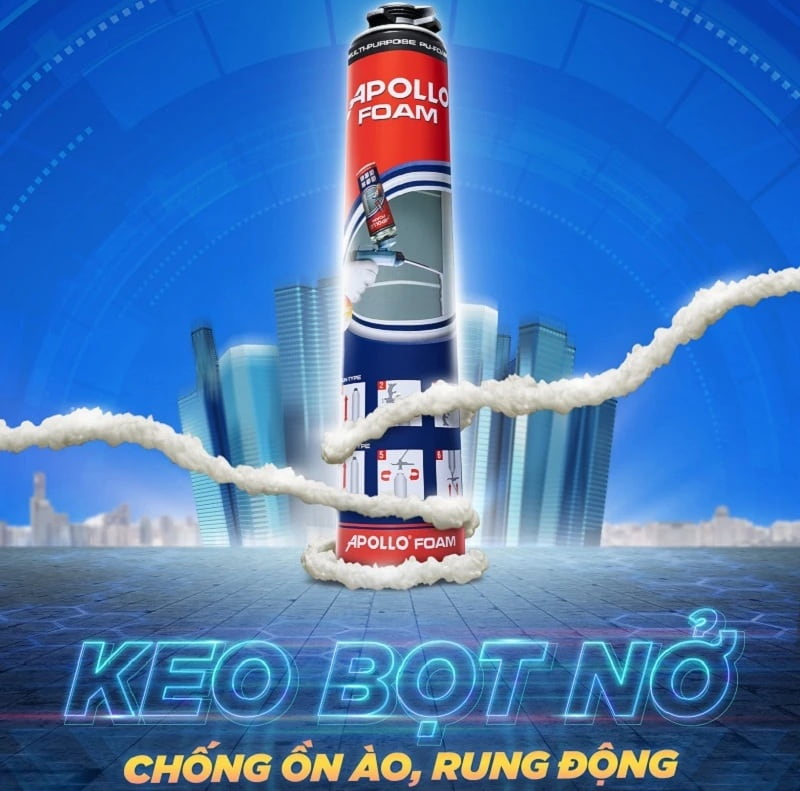 Keo bọt nở Apollo foam thi công cách âm, cách nhiệt