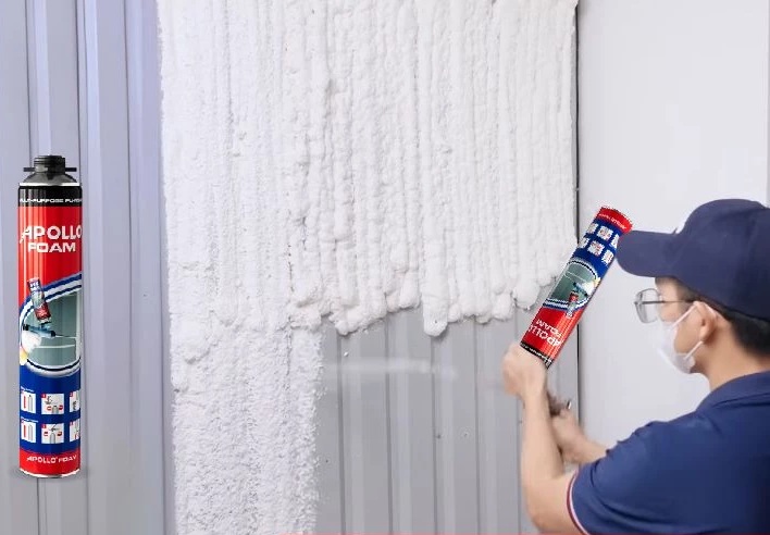 Keo Apollo foam thi công nhà xưởng, cách âm, cách nhiệt
