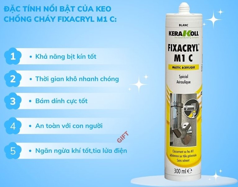 Keo chống cháy gốc Acrylic Fixacryl M1C