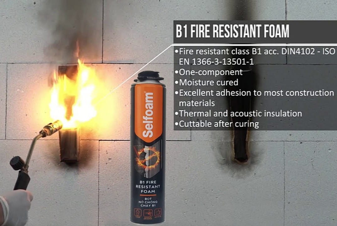 Keo chống cháy selfoam b1 có dùng được cho thi công cơ điện không