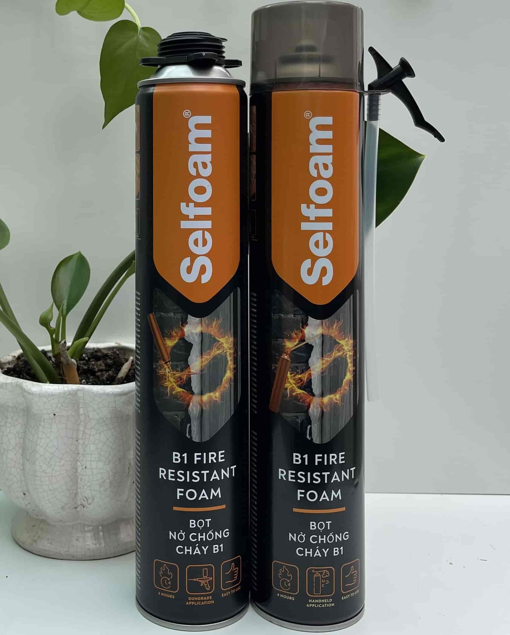 Keo chống cháy selfoam b1 thi công khe kỹ thuật, ống gió, tủ điện