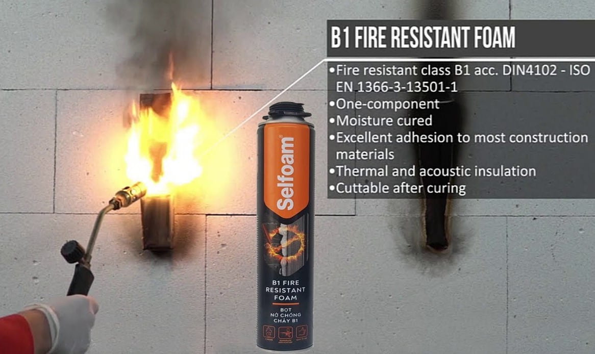 Keo foam chống cháy cấp B1