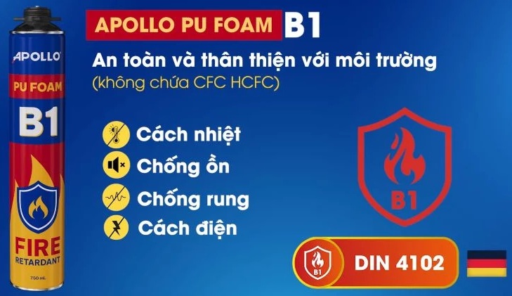 Keo bọt nở chống cháy Apollo foam B1 dược các nhà thầu tin dùng