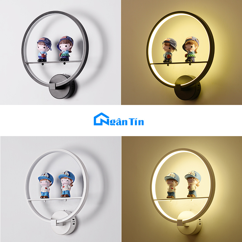 Đèn gắn tường trang trí nhà đẹp giá rẻ bất ngờ 4 Đèn gắn tường trang trí nhà Led 5W GT348 Ngân Tín 3 chế độ màu