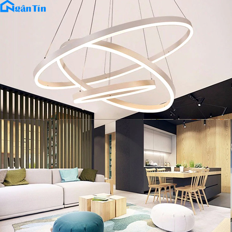 Mua đèn thả phòng khách ở đâu uy tín chất lượng? 40 Đèn thả trần led tích hợp trang trí phòng khách bàn ăn Led 3 chế độ màu TH822 Ngân Tín