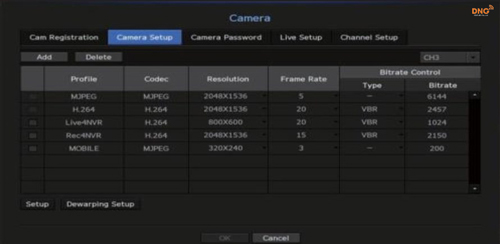 Phần cài đặt camera tại đây
