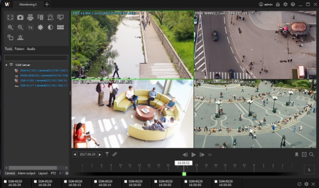 Wisenet SSM cho phép xem các thiết bị quan sát từ xa