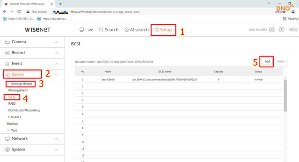 Thêm bộ NAS vào NVR Wisenet Hanwha
