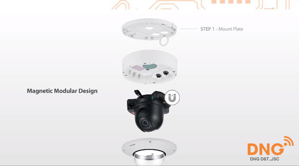 Với cấu trúc mô-đun việc cài đặt camera áp dụng Wisenet7 dễ dàng hơn