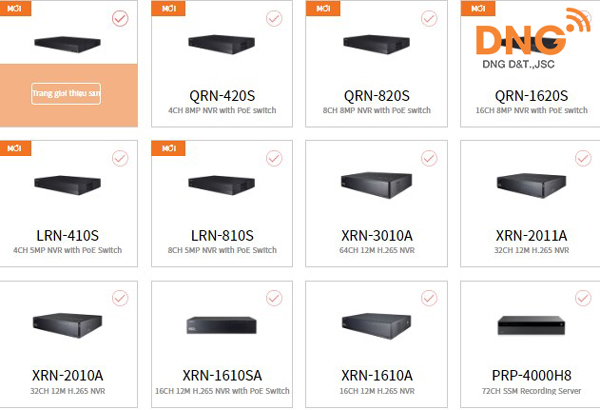 Một số đầu camera Wisenet IP