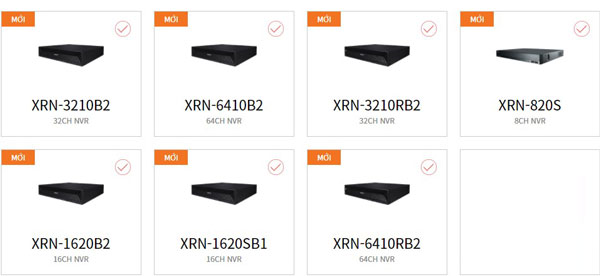 Các mã sản phẩm đầu ghi hình Wisenet AI