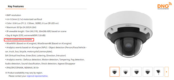 Cầu kính với các sản phẩm Dome và Vandal Hanwha AI Camera