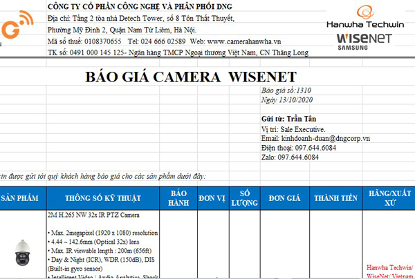 Có nhiều loại Báo giá Wisenet Q series hiện nay
