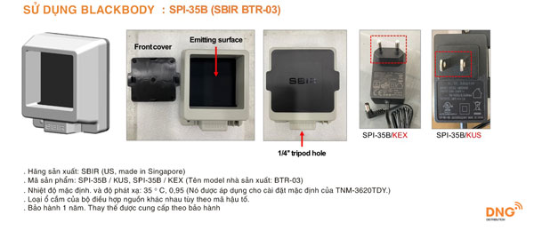 Phụ kiện đi kèm TNM-3620TDY quan trọng gồm blackbody