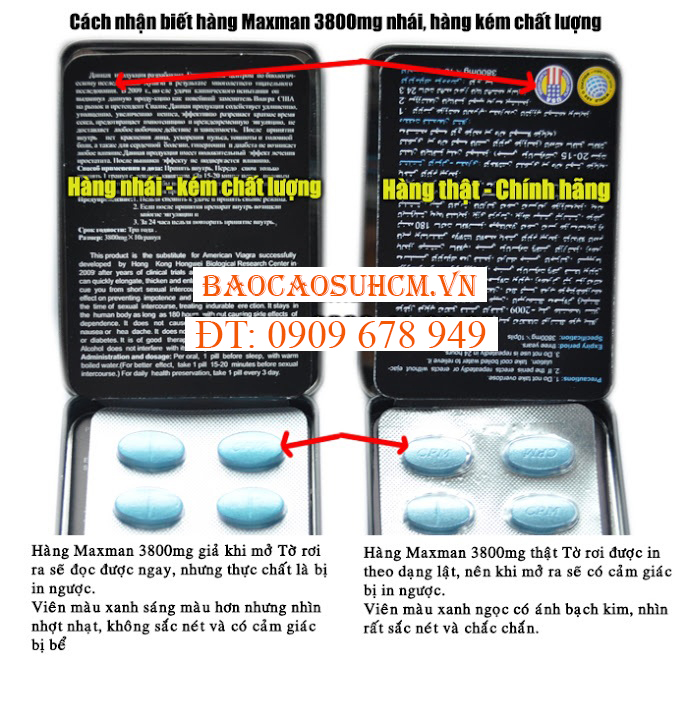 Cách phân biệt Thuốc Maxman 3000mg giả Cách phân biệt Thuốc Maxman 3000mg giả