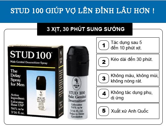 Stud 100 Thuốc Xịt Trị Xuất Tinh Sớm Stud 100 Thuốc Xịt Trị Xuất Tinh Sớm