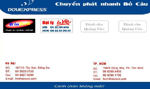 Mẫu in phong bì thư Công ty chuyển phát nhanh Bồ Câu Dove Express