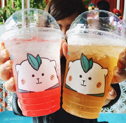 Mẫu in nhãn mác decal dán cốc trà sữa, cafe con mèo cute