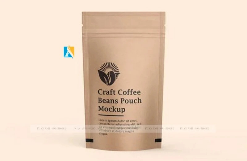 In túi giấy đựng cà phê kiểu túi zip