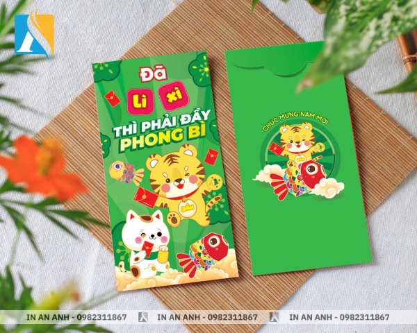 Mẫu bao lì xì với linh vật dễ thương kết hợp cùng câu chúc ý nghĩa