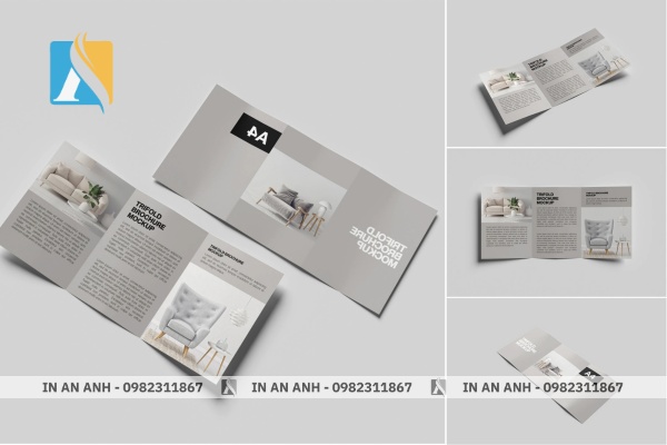 Thiết kế brochure A4 gấp 3, phối màu tươi sáng, in ấn sắc nét cho lĩnh vực nội thất
