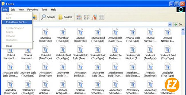 Cách cài phông chữ qua Control Panel