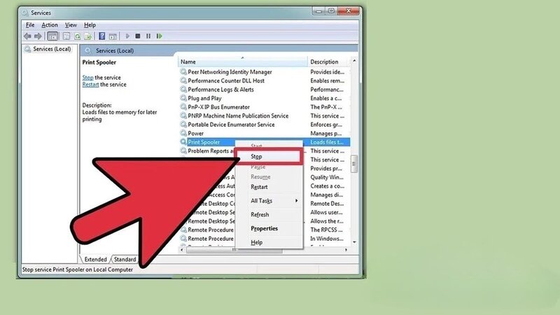 Hình ảnh minh họa hủy lệnh in cũ bằng Printer Spooler trên hệ điều hành Windows.