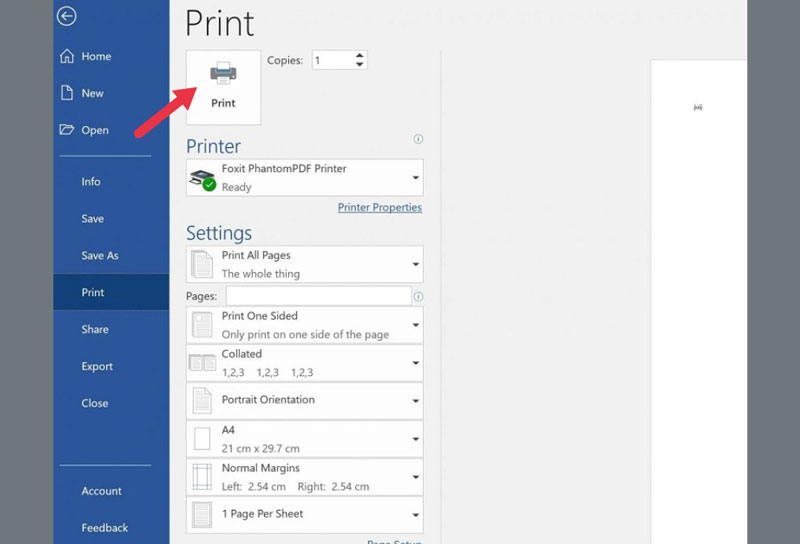 Nhấn tổ hợp phím Ctrl + P