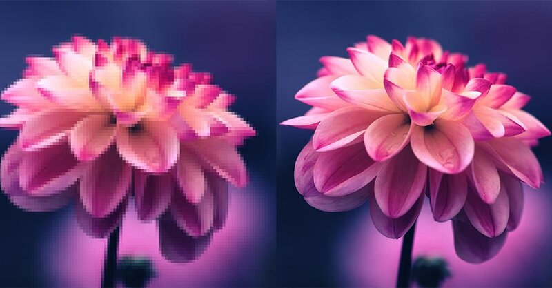 Hình ảnh minh họa hình ảnh có độ phân giải thấp (mờ) và cao (rõ).