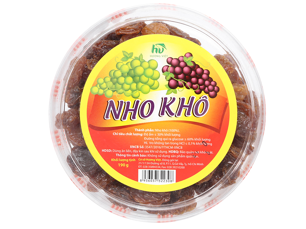 Hình ảnh mẫu tem nhãn dán hộp đựng nho khô bắt mắt