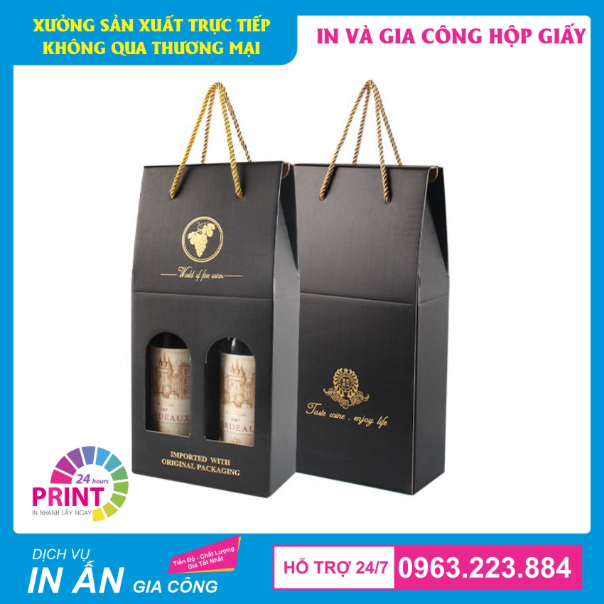 in hộp carton đựng chai rượu