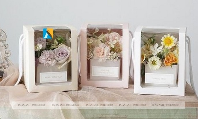 Mẫu hộp giấy đựng hoa hình chữ nhật
