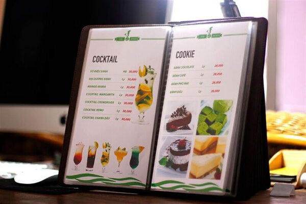Mẫu menu cuốn đơn giản