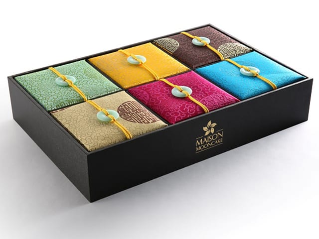 Mẫu 8 hộp bánh trung thu, gấm đẹp mắt