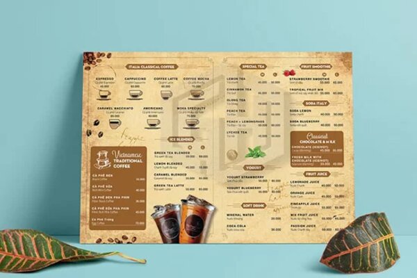 Thiết kế menu phong cách tối giản