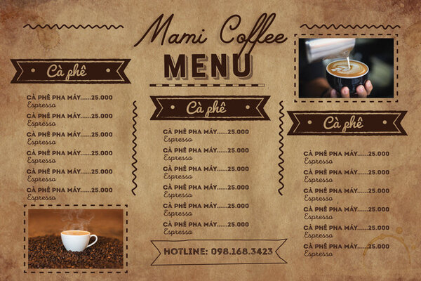 Mẫu menu trà sữa phong cách vintage