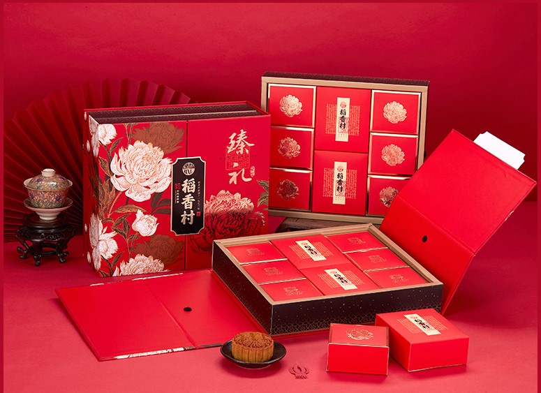 Mẫu hộp bánh truyền thống, màu đỏ