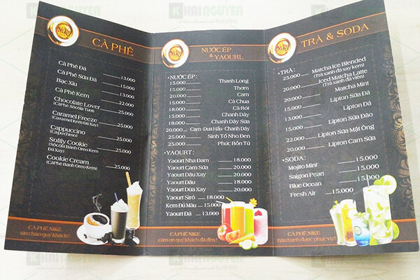 Mẫu menu 1 tờ thịnh hành