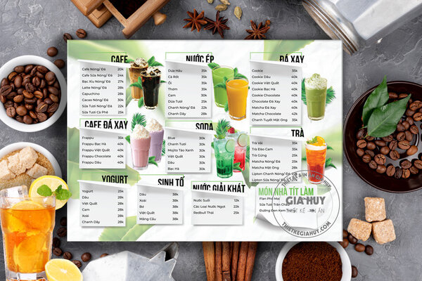 Mẫu menu trà sữa sáng tạo