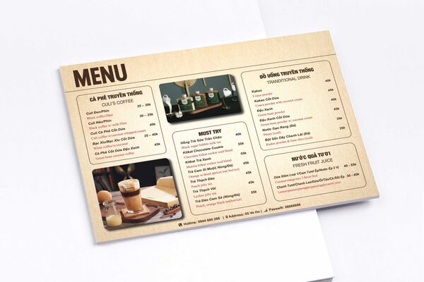 Mẫu thiết kế menu trà sữa đẹp