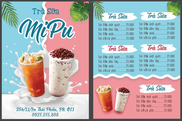 Xu hướng thiết kế menu trà sữa